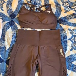 Gymshark purple leggings and sports bra!!